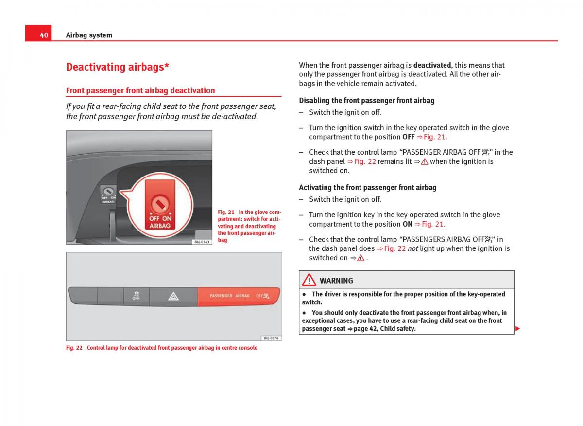 Seat Ibiza IV 4 owners manual / page 42