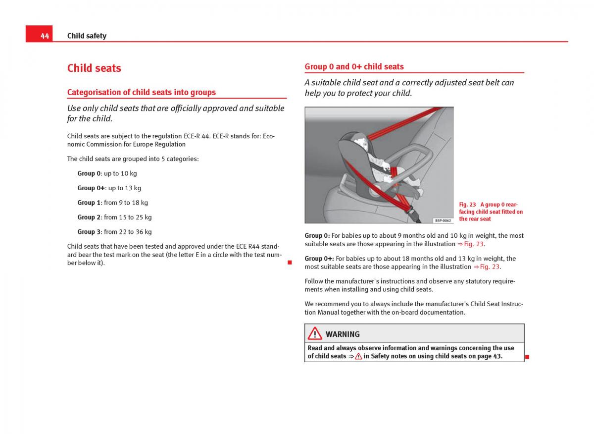 Seat Ibiza IV 4 owners manual / page 46