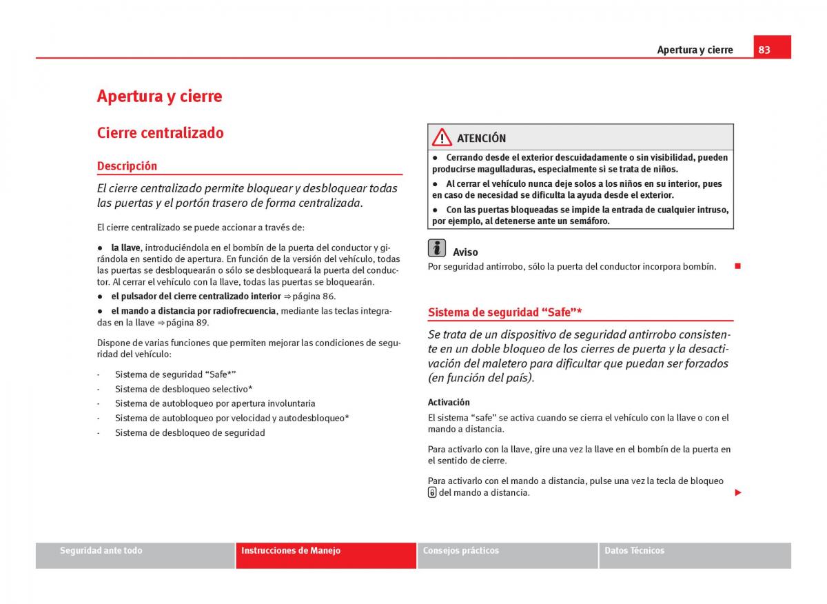 Seat Ibiza IV 4 manual del propietario / page 85