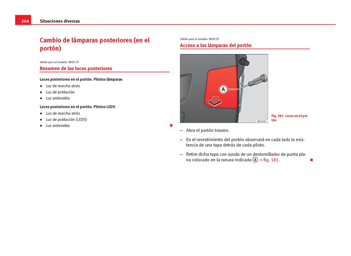 Seat Ibiza IV 4 manual del propietario / page 266