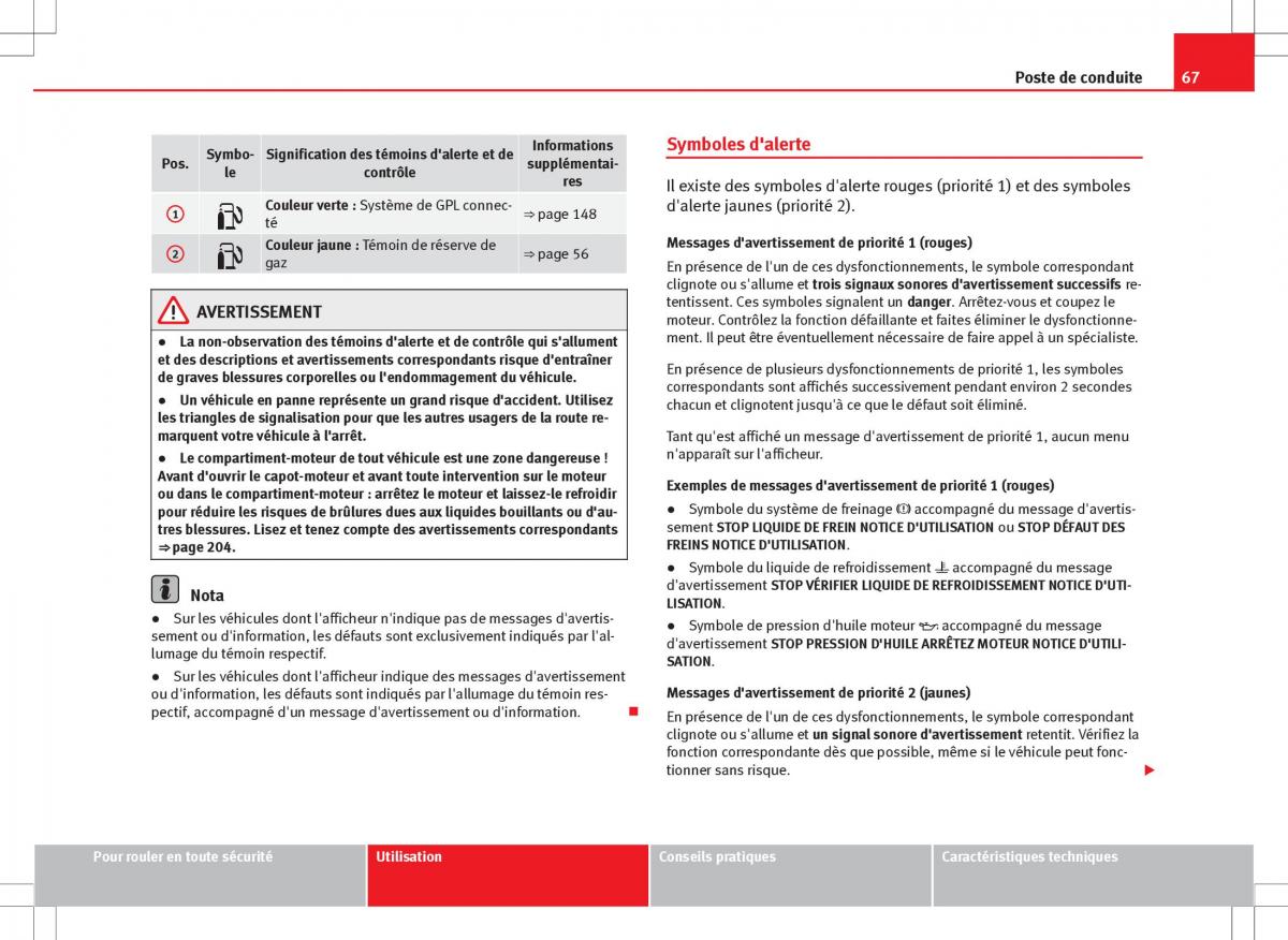 Seat Ibiza IV 4 manuel du proprietaire / page 69