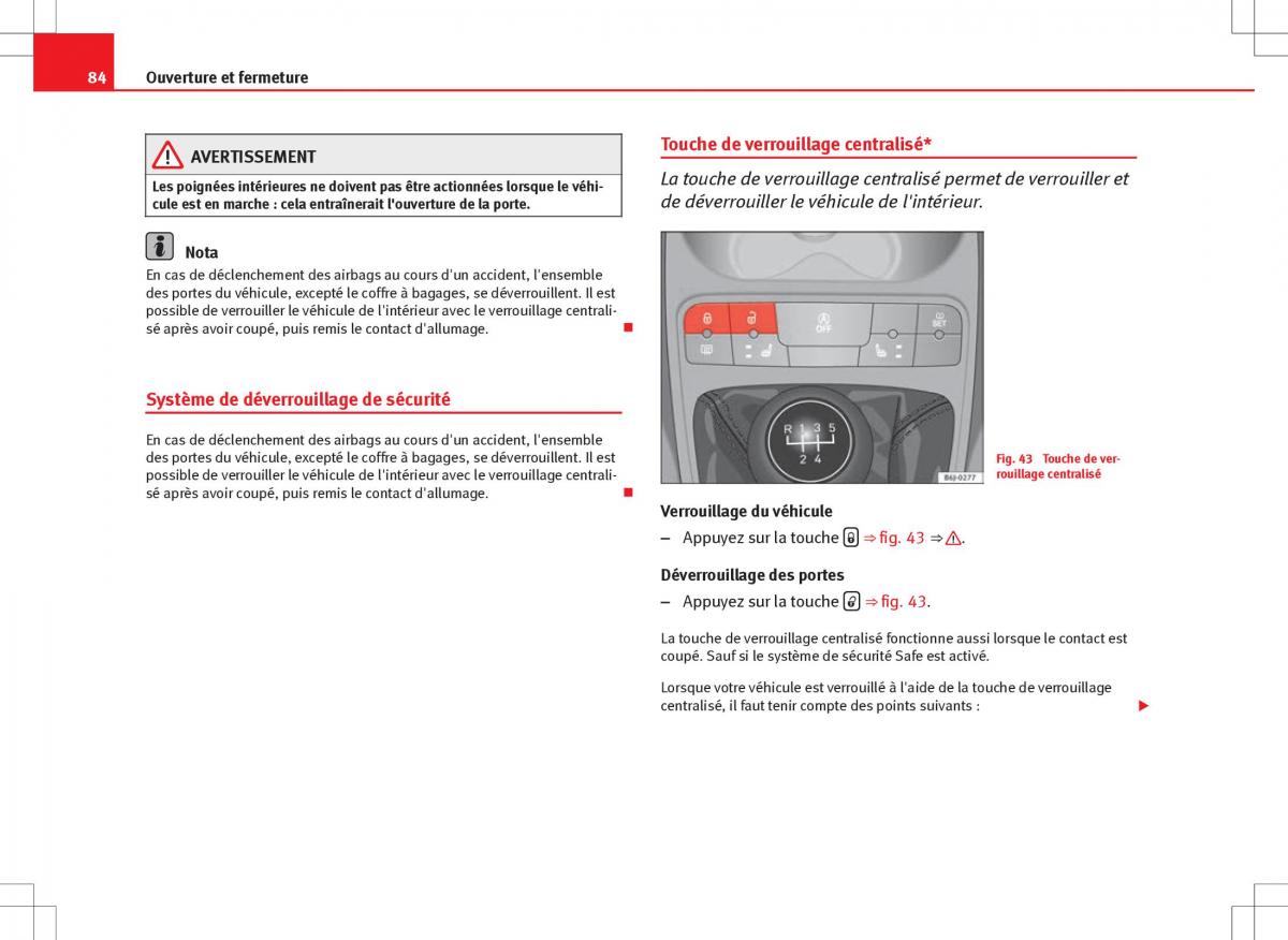 Seat Ibiza IV 4 manuel du proprietaire / page 86