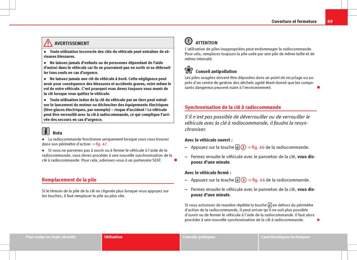 Seat Ibiza IV 4 manuel du proprietaire / page 91