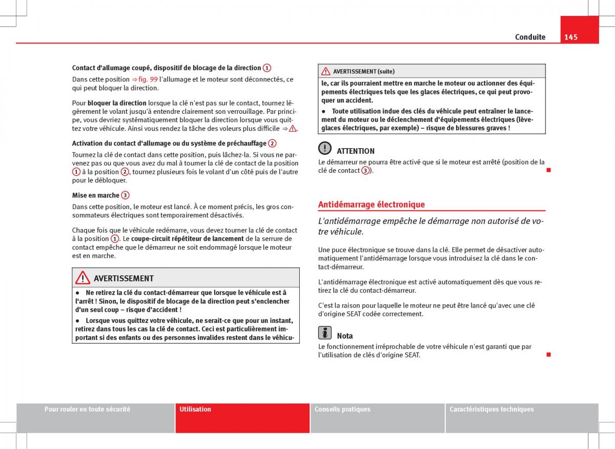 Seat Ibiza IV 4 manuel du proprietaire / page 147