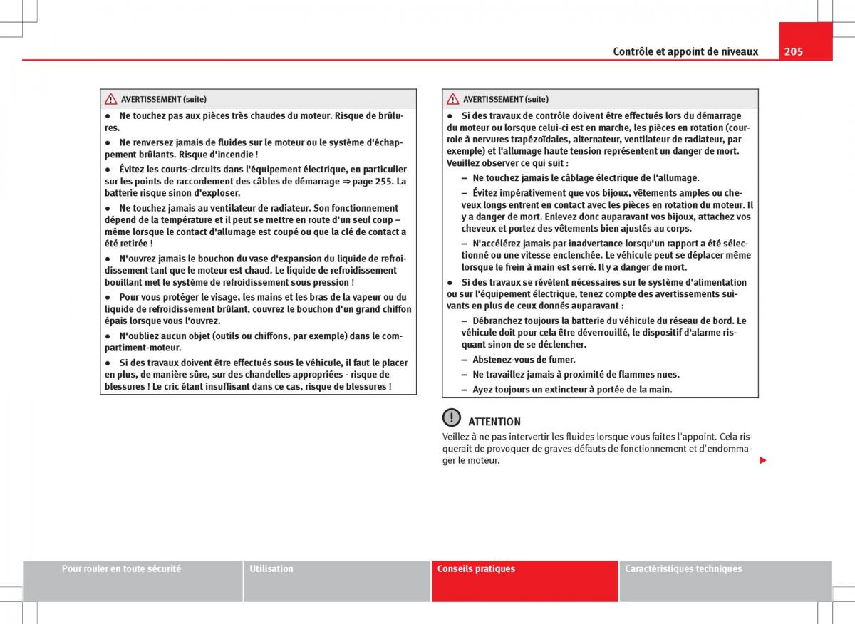 Seat Ibiza IV 4 manuel du proprietaire / page 207