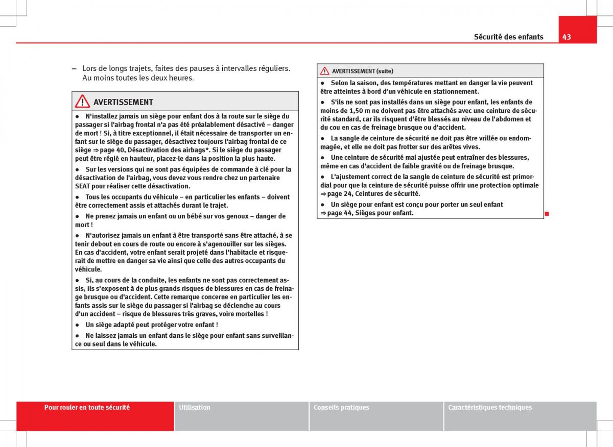 Seat Ibiza IV 4 manuel du proprietaire / page 45