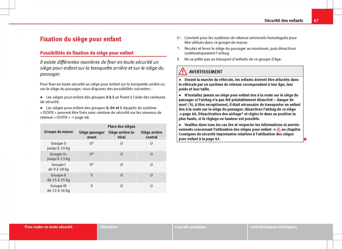 Seat Ibiza IV 4 manuel du proprietaire / page 49