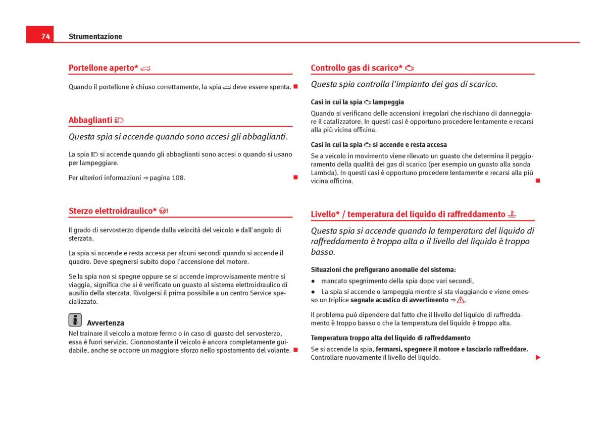 Seat Ibiza IV 4 manuale del proprietario / page 76