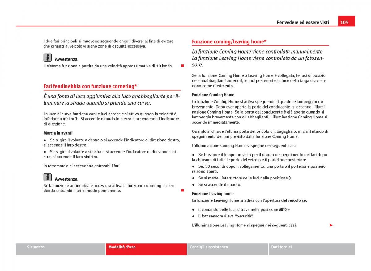 Seat Ibiza IV 4 manuale del proprietario / page 107