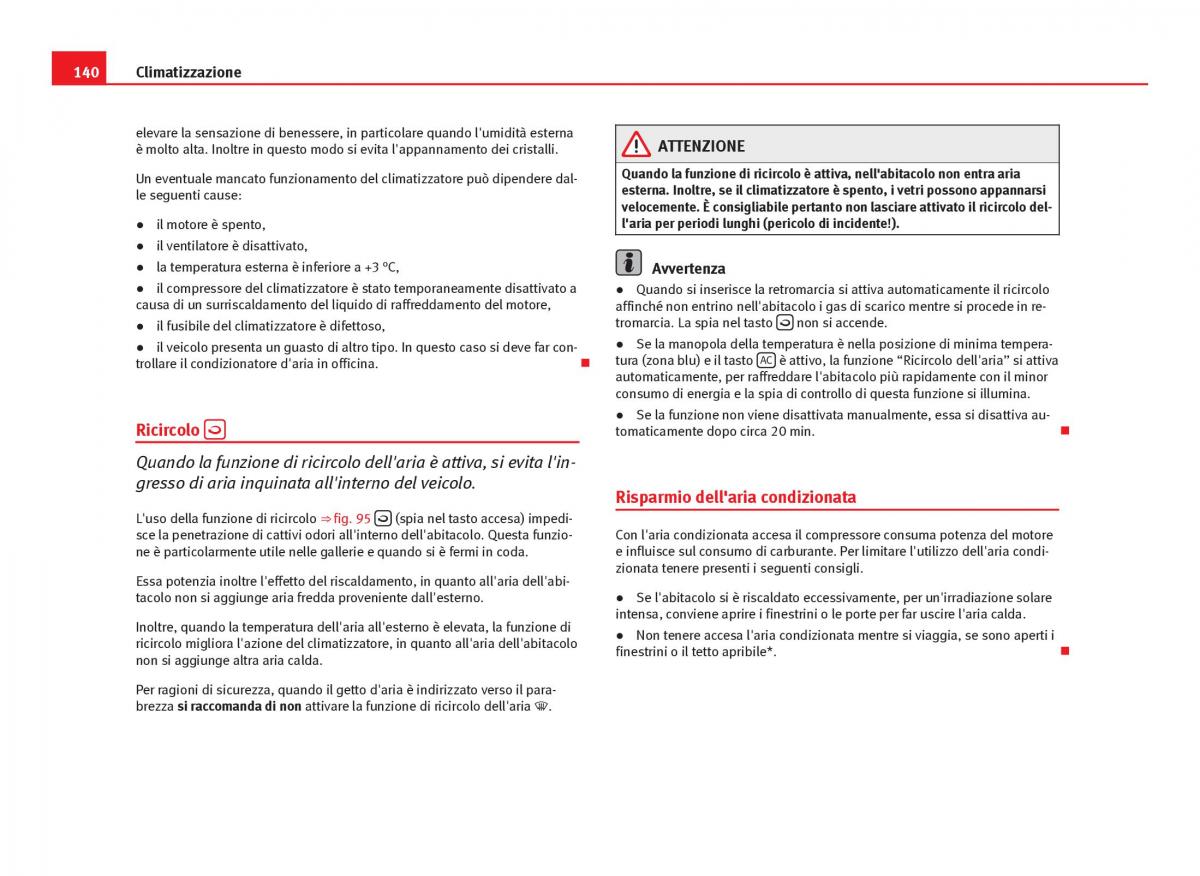 Seat Ibiza IV 4 manuale del proprietario / page 142