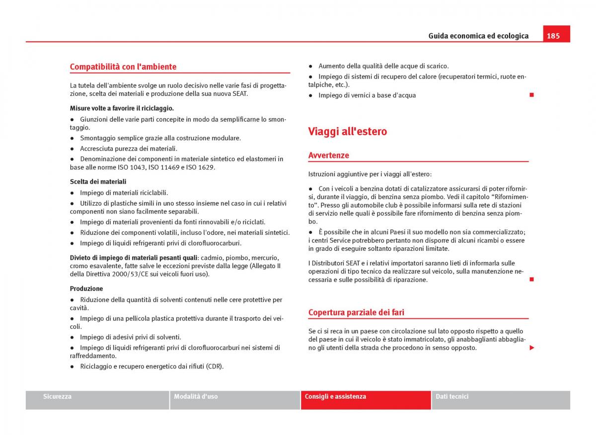 Seat Ibiza IV 4 manuale del proprietario / page 187