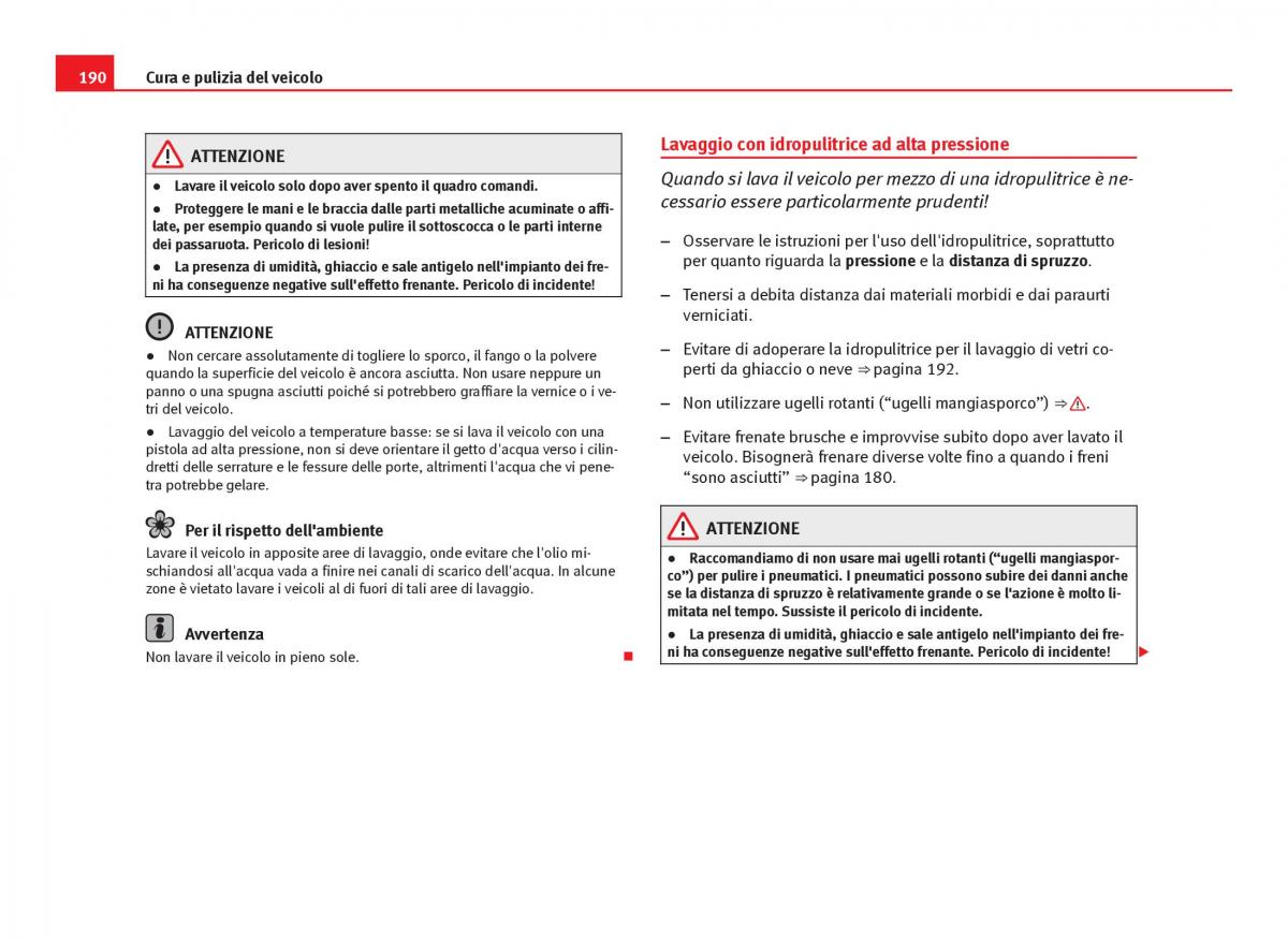 Seat Ibiza IV 4 manuale del proprietario / page 192