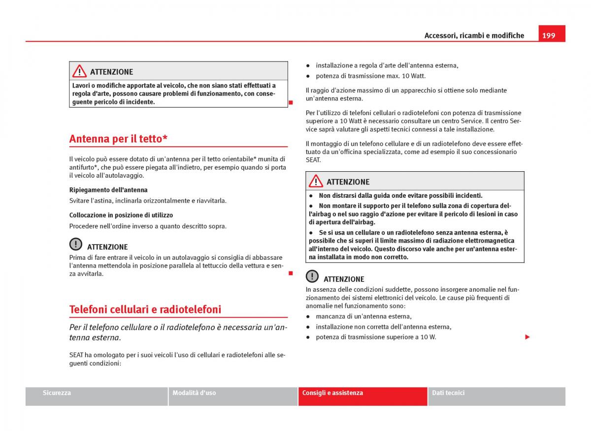 Seat Ibiza IV 4 manuale del proprietario / page 201