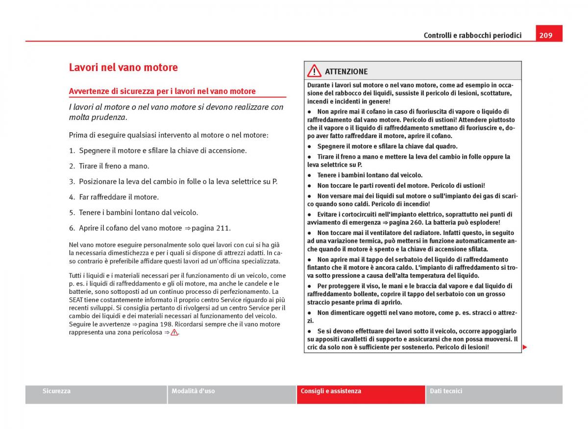 Seat Ibiza IV 4 manuale del proprietario / page 211