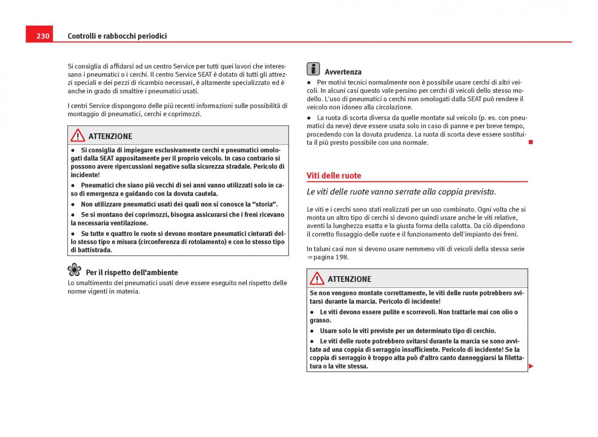 Seat Ibiza IV 4 manuale del proprietario / page 232