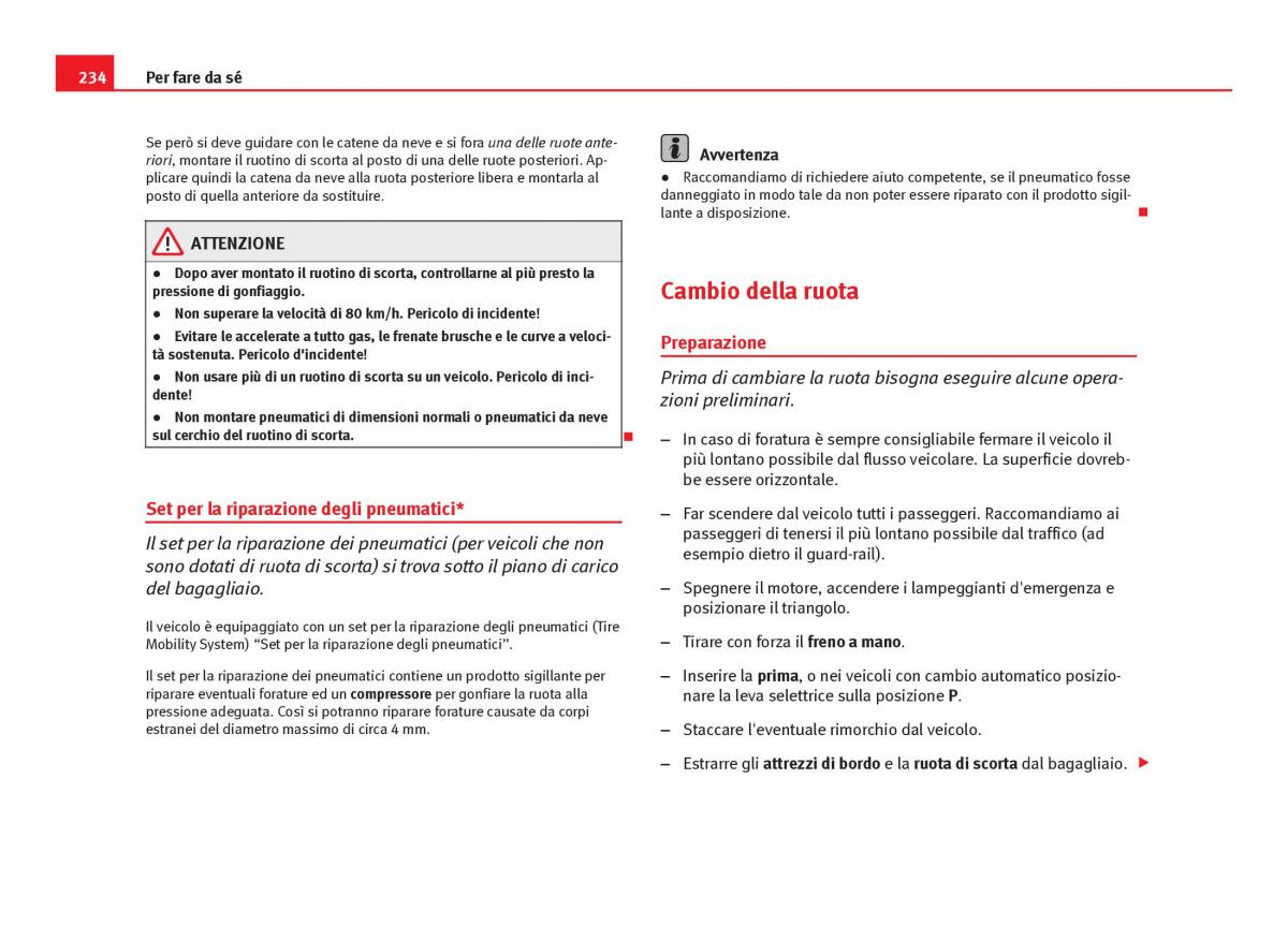 Seat Ibiza IV 4 manuale del proprietario / page 236