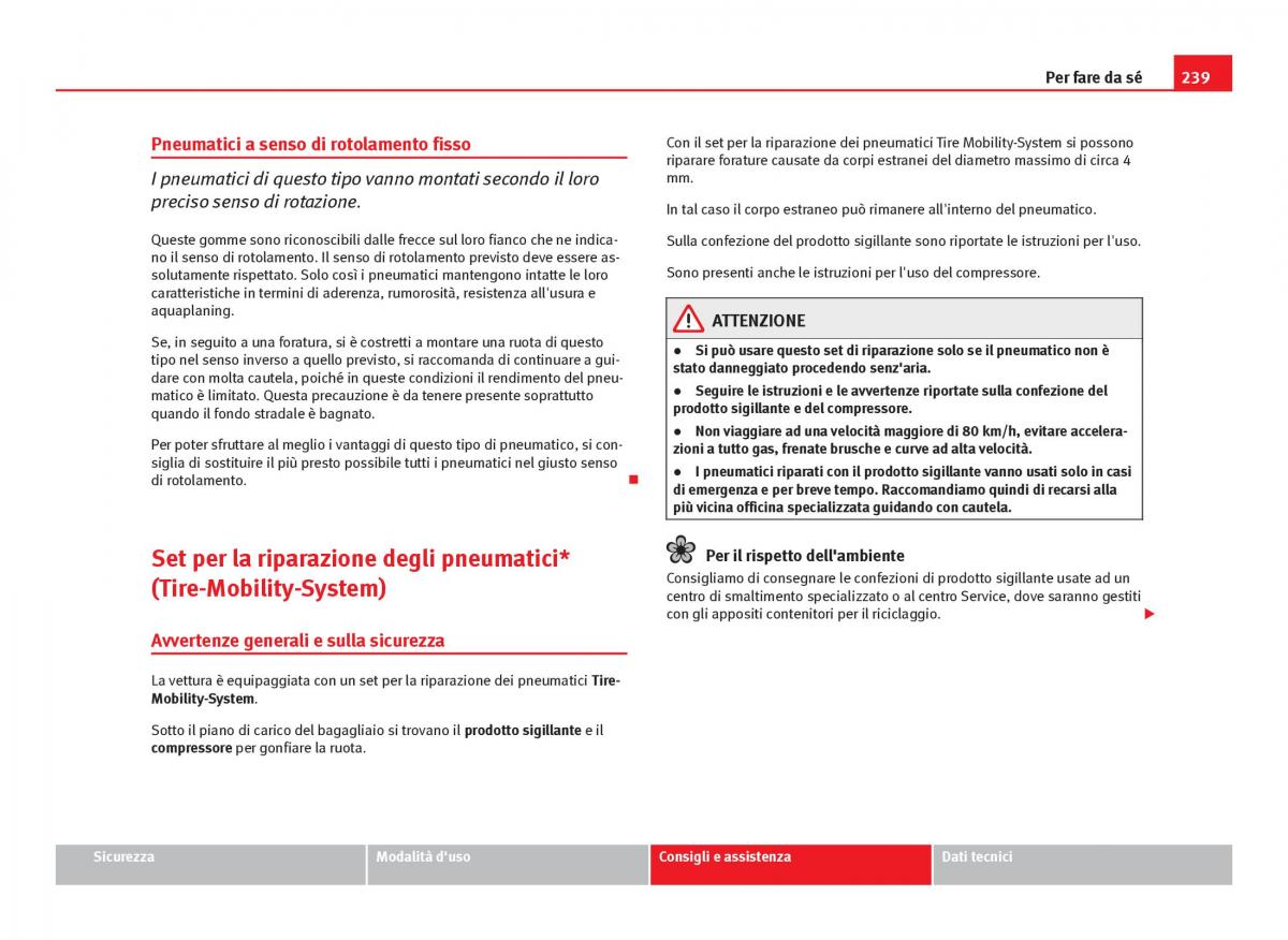 Seat Ibiza IV 4 manuale del proprietario / page 241