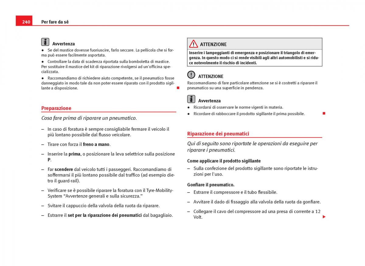 Seat Ibiza IV 4 manuale del proprietario / page 242