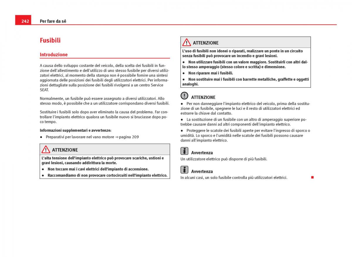 Seat Ibiza IV 4 manuale del proprietario / page 244