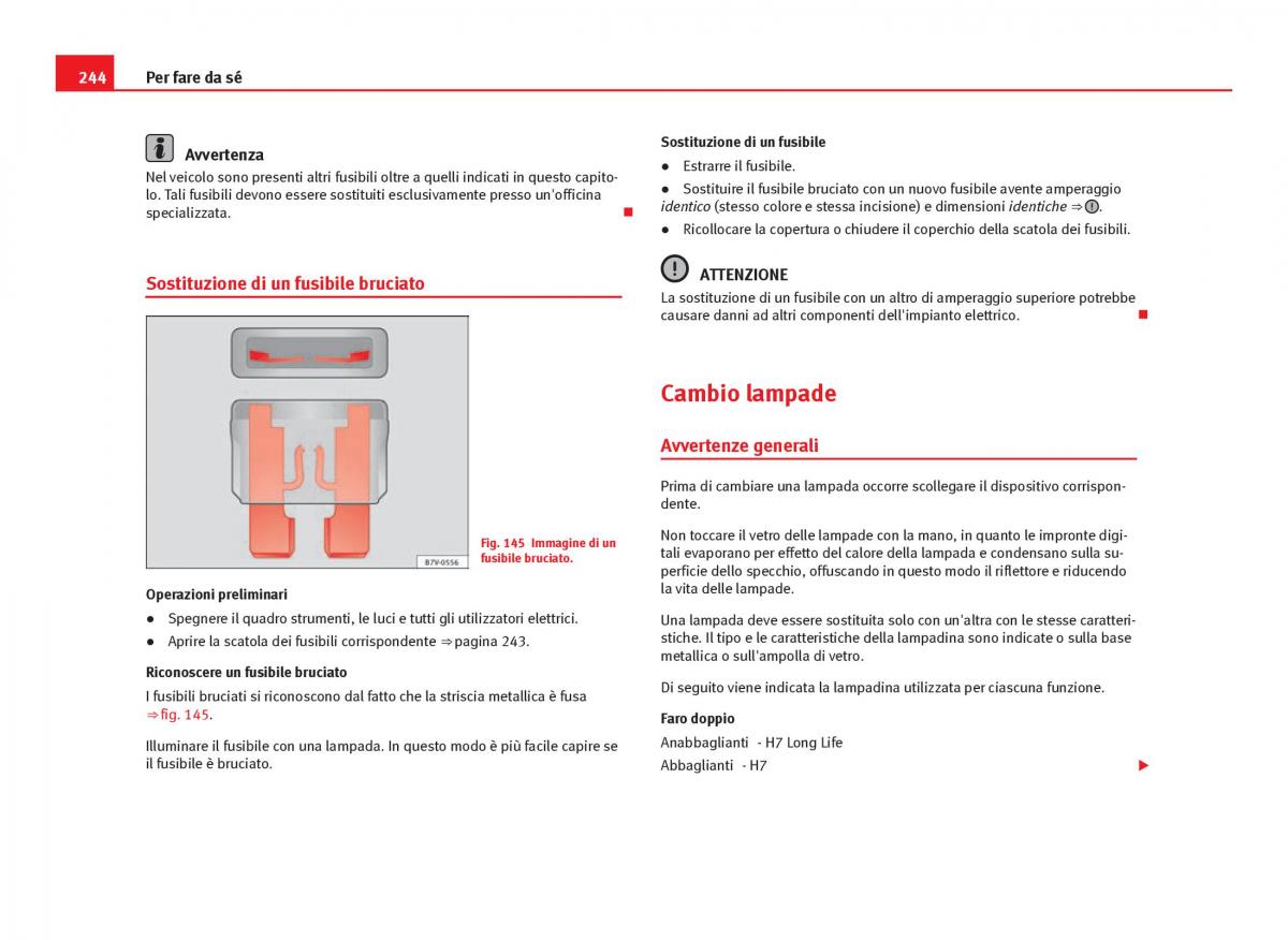 Seat Ibiza IV 4 manuale del proprietario / page 246