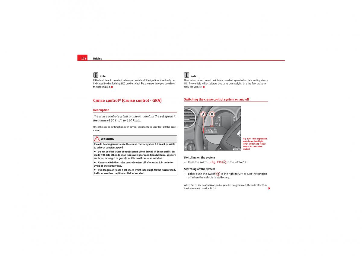 Seat Leon II 2 owners manual / page 180