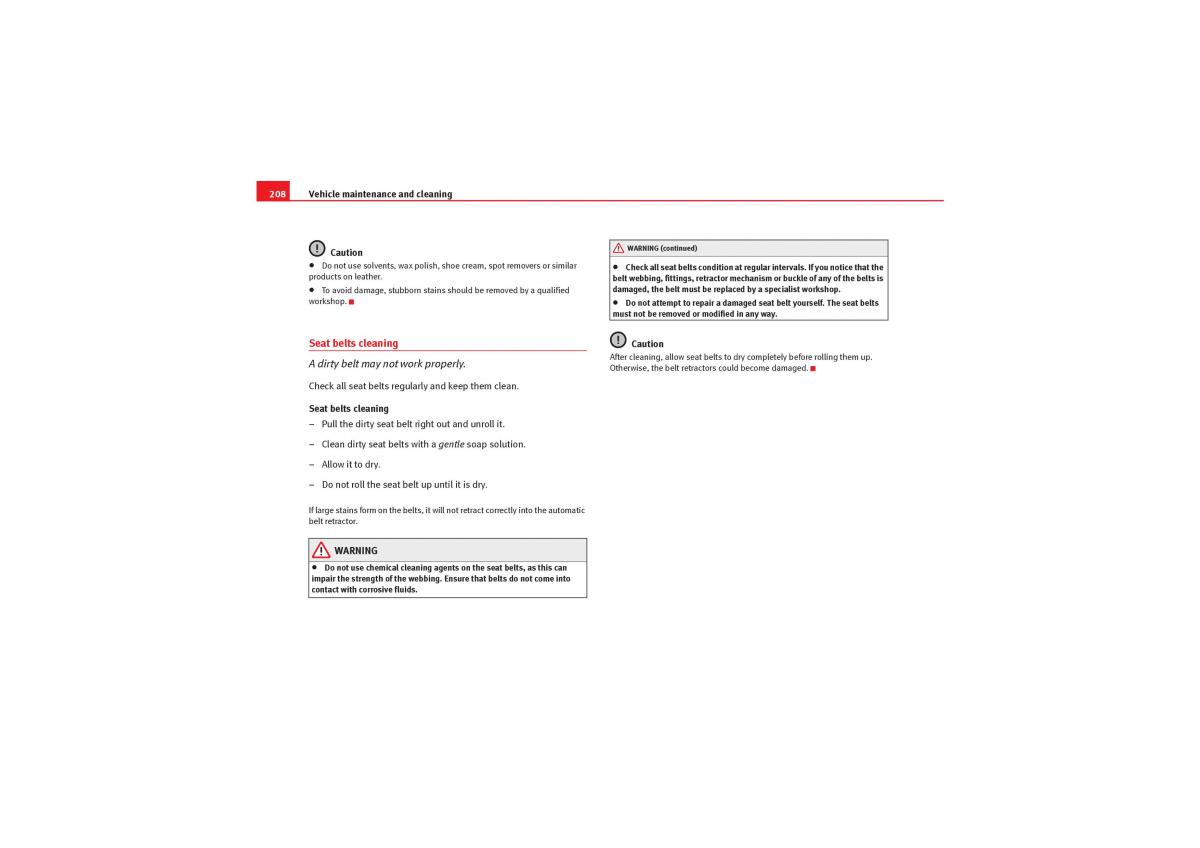 Seat Leon II 2 owners manual / page 210