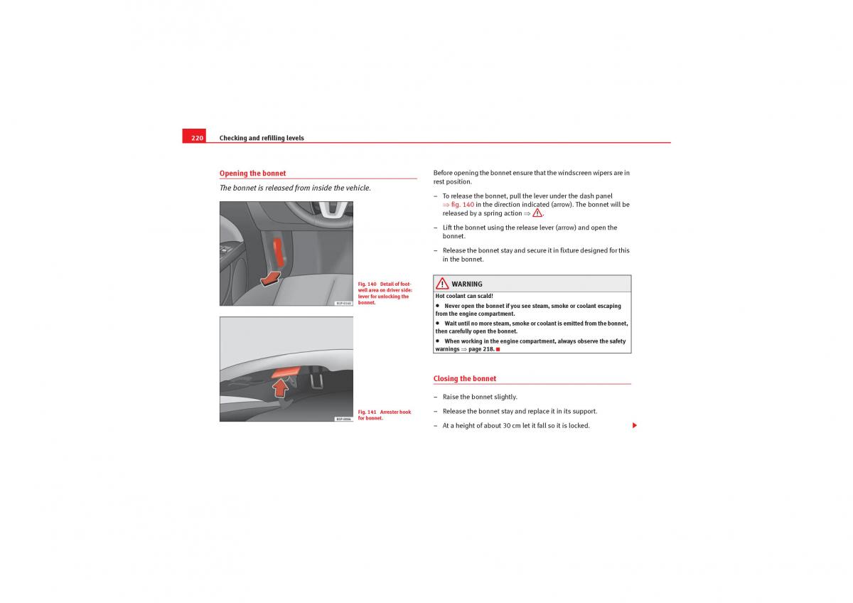 Seat Leon II 2 owners manual / page 222