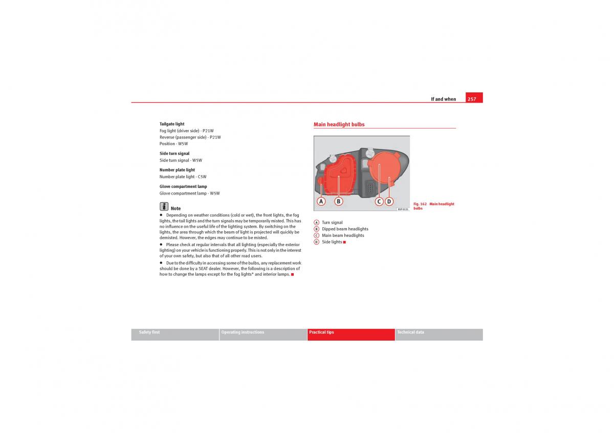 Seat Leon II 2 owners manual / page 259