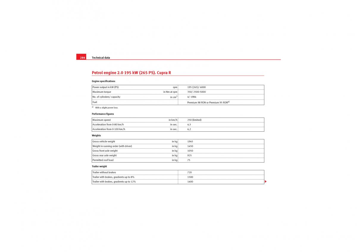 Seat Leon II 2 owners manual / page 286