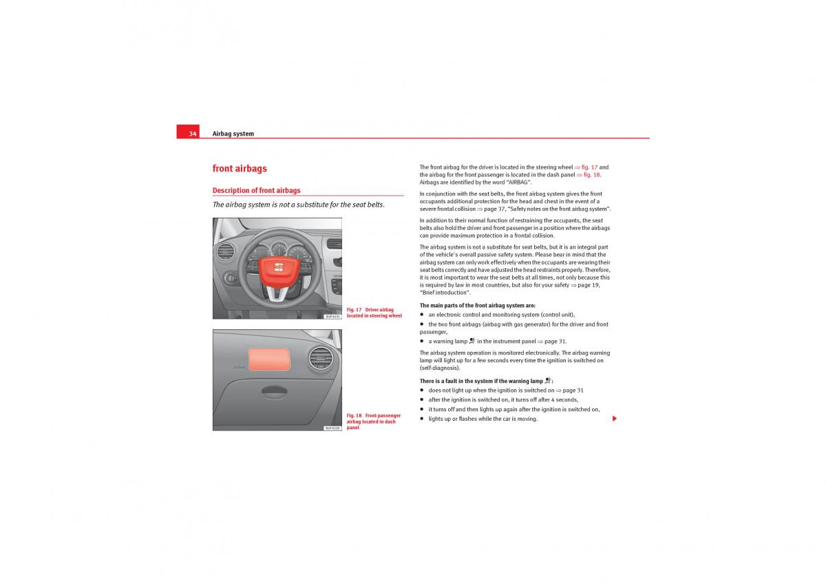 Seat Leon II 2 owners manual / page 36