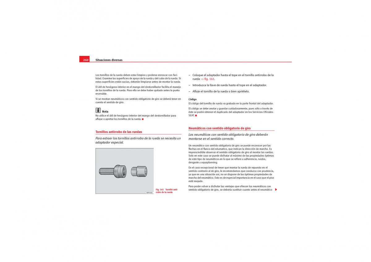 Seat Leon II 2 manual del propietario / page 262