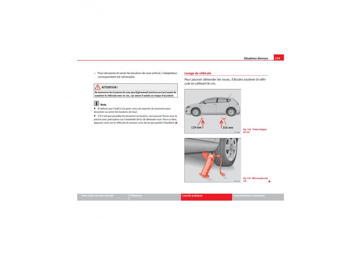 Seat Leon II 2 manuel du proprietaire / page 261