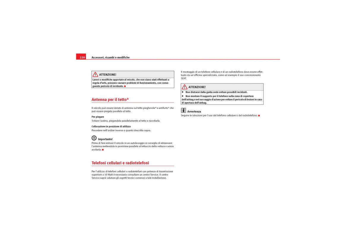 Seat Leon II 2 manuale del proprietario / page 222