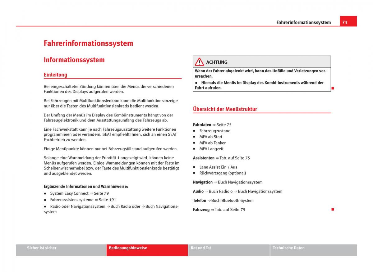 Seat Leon III 3 Handbuch / page 75