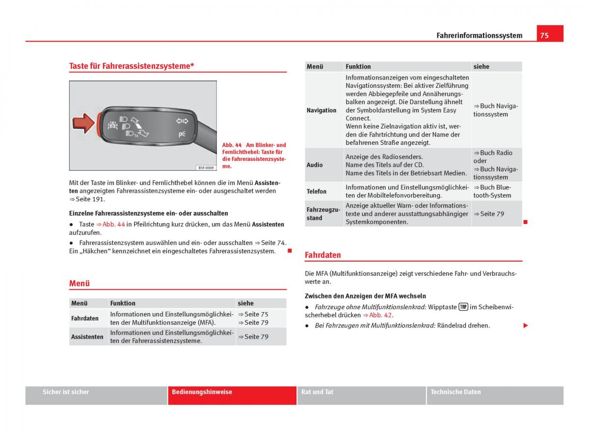 Seat Leon III 3 Handbuch / page 77