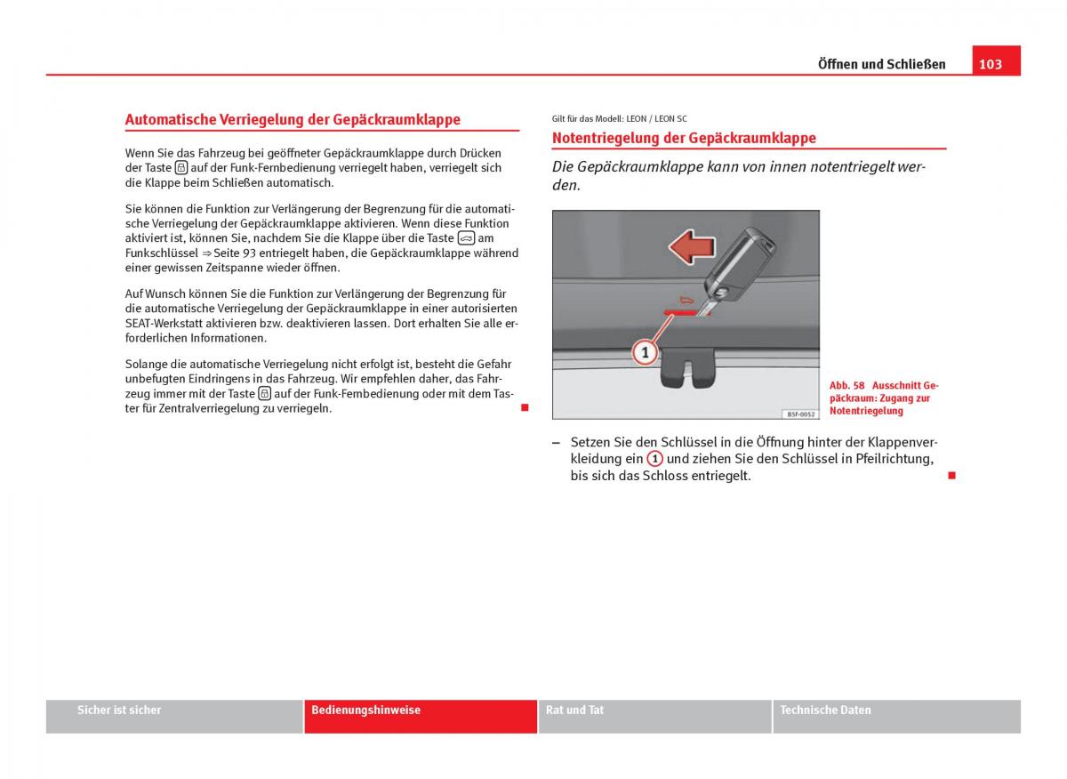 Seat Leon III 3 Handbuch / page 105