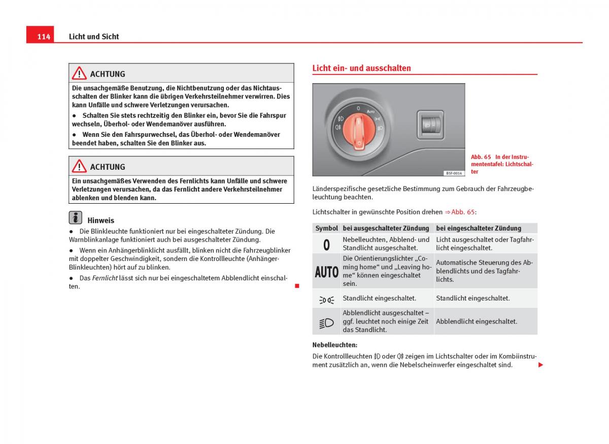 Seat Leon III 3 Handbuch / page 116