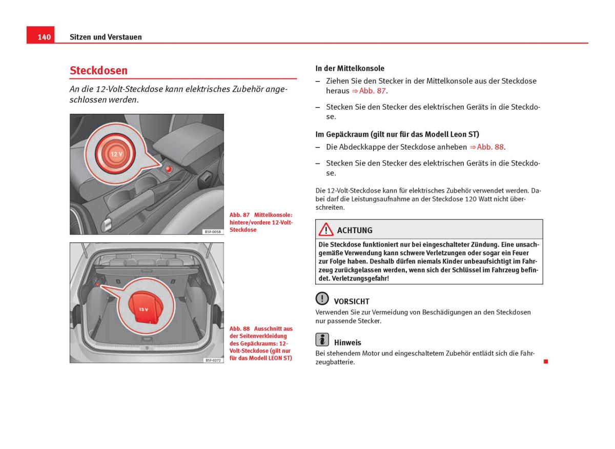 Seat Leon III 3 Handbuch / page 142