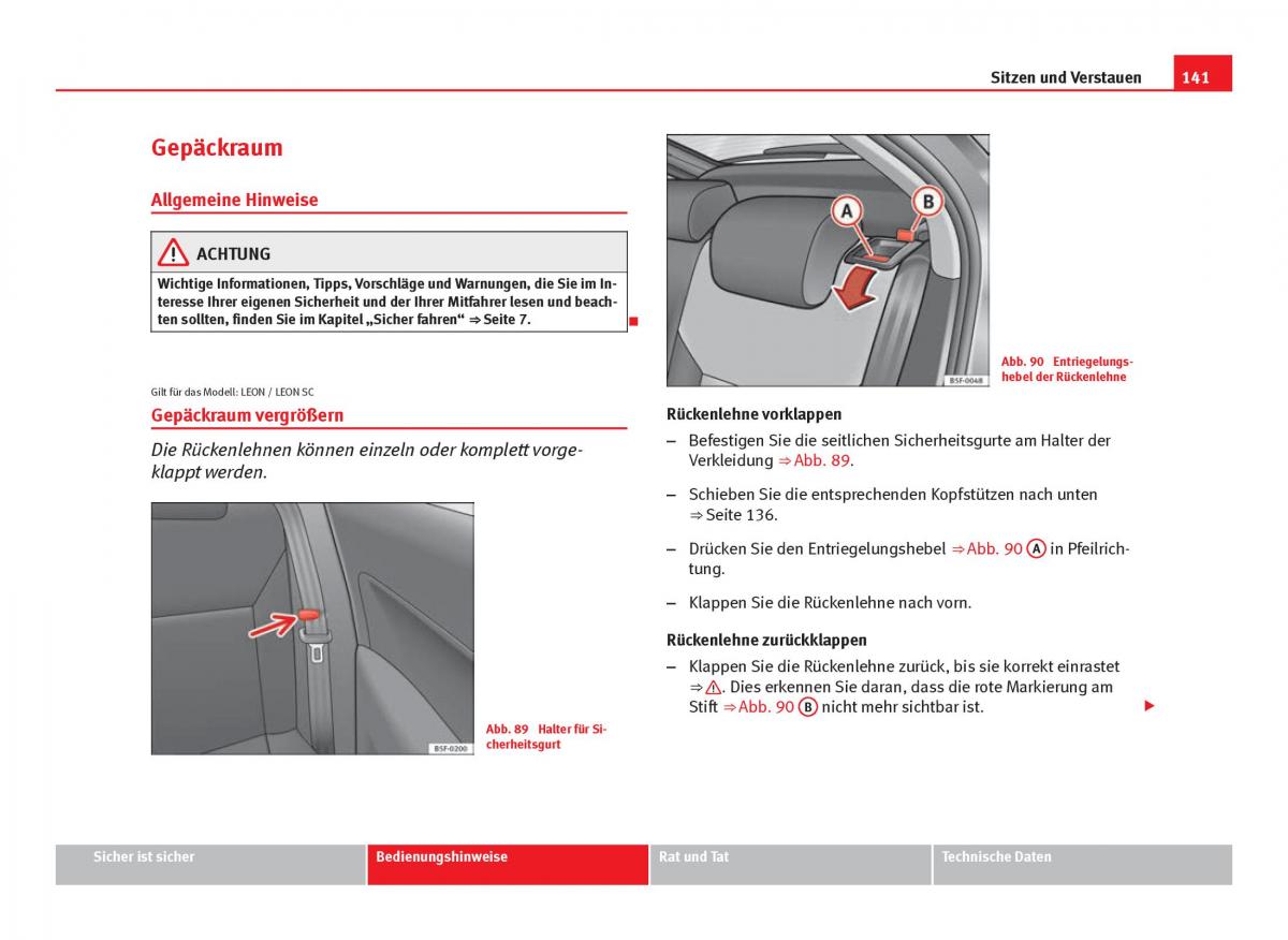 Seat Leon III 3 Handbuch / page 143