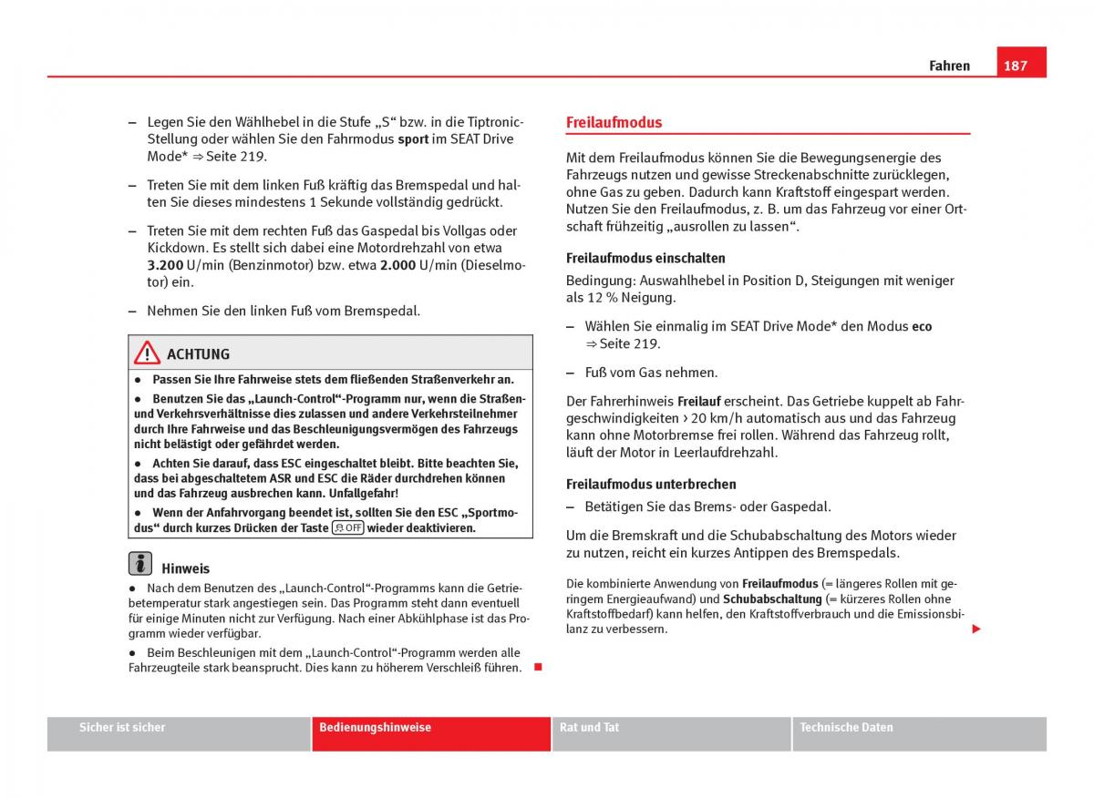 Seat Leon III 3 Handbuch / page 189