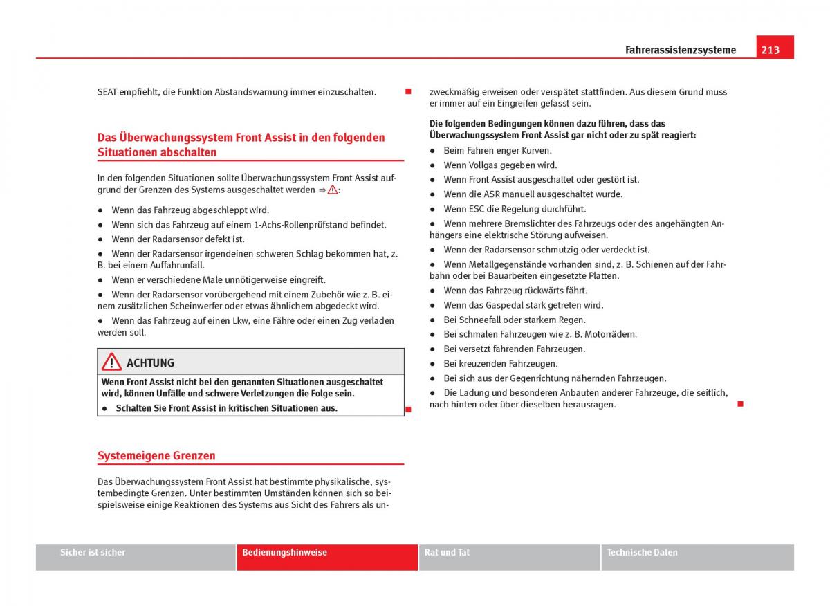 Seat Leon III 3 Handbuch / page 215