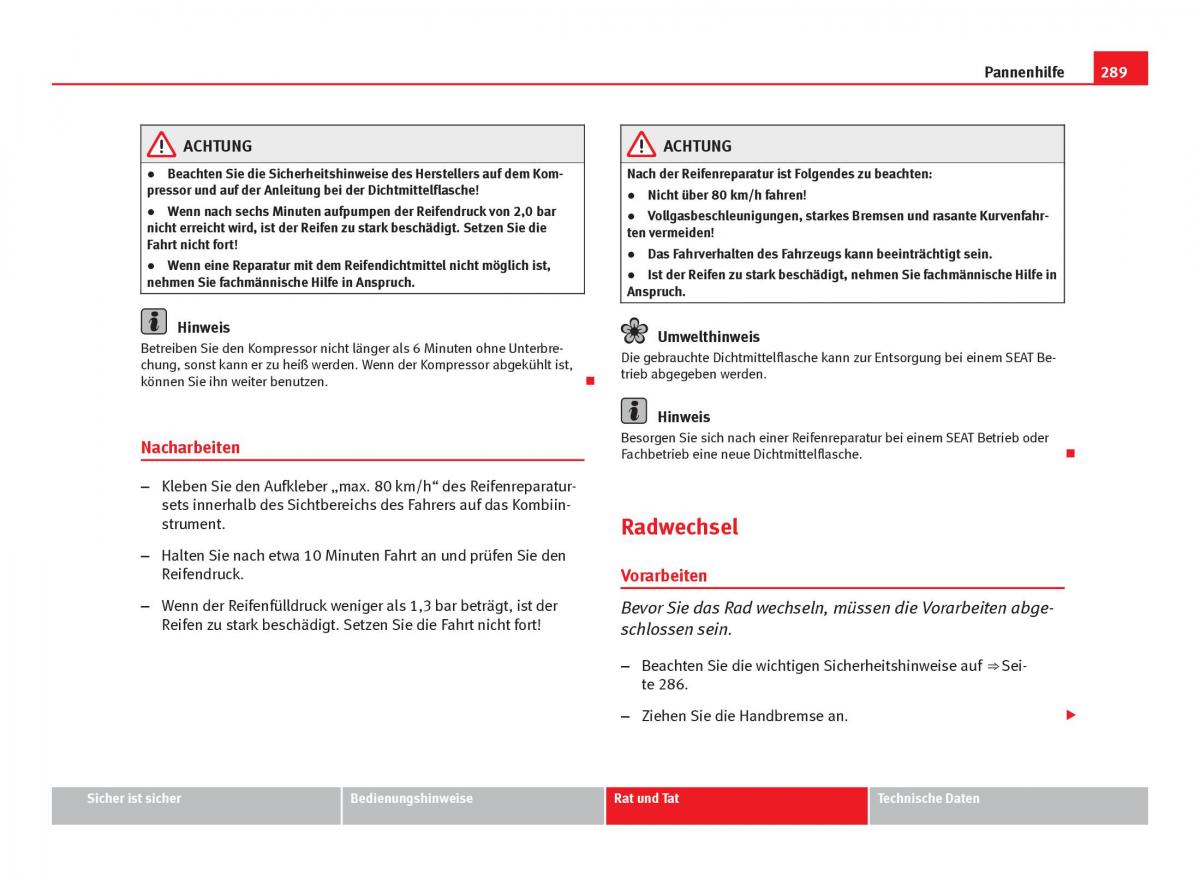 Seat Leon III 3 Handbuch / page 291