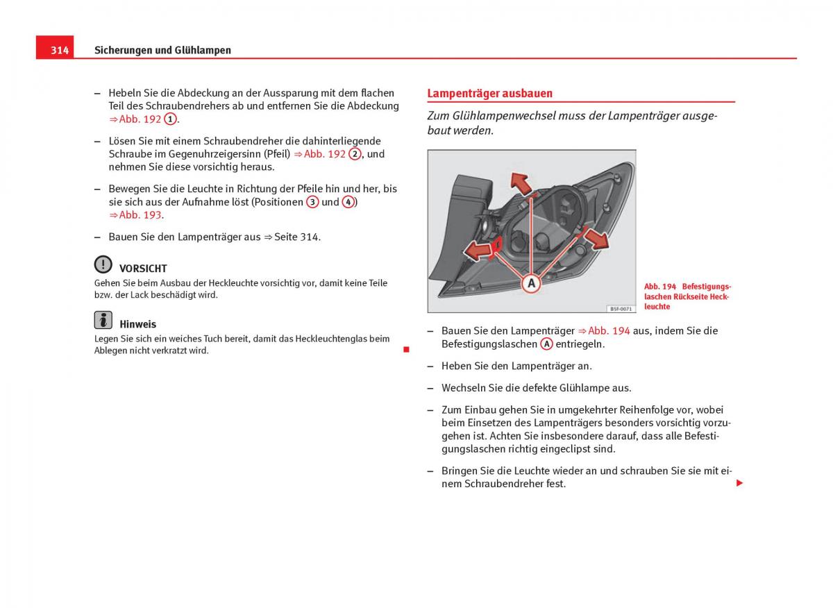 Seat Leon III 3 Handbuch / page 316