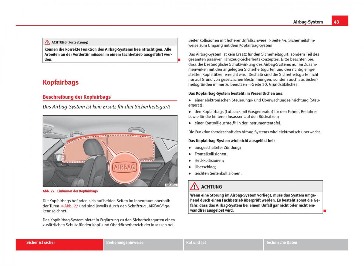 Seat Leon III 3 Handbuch / page 45