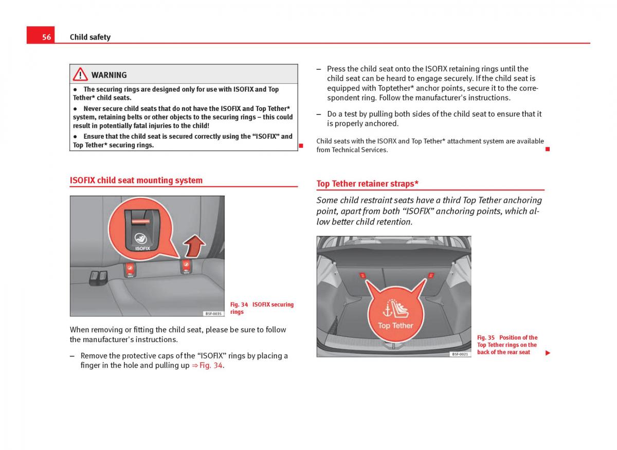 Seat Leon III 3 owners manual / page 58