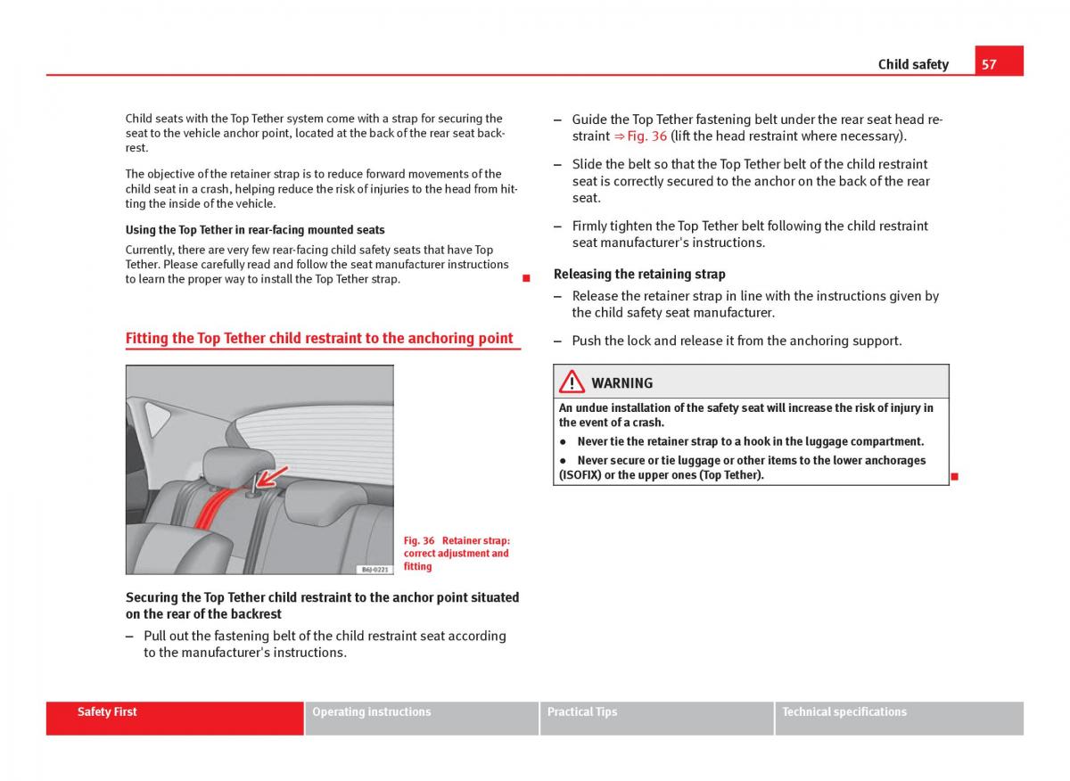 Seat Leon III 3 owners manual / page 59