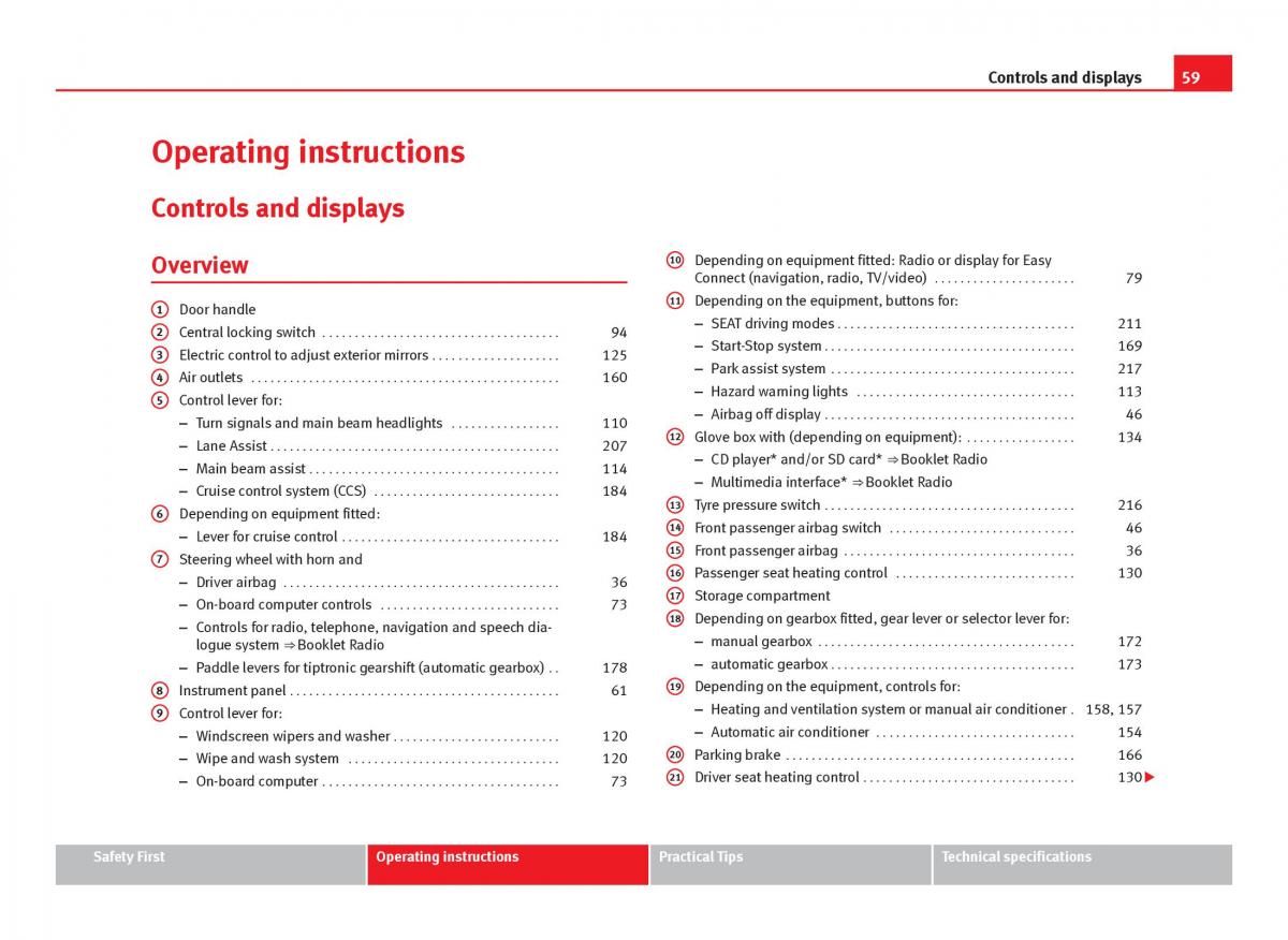 Seat Leon III 3 owners manual / page 61