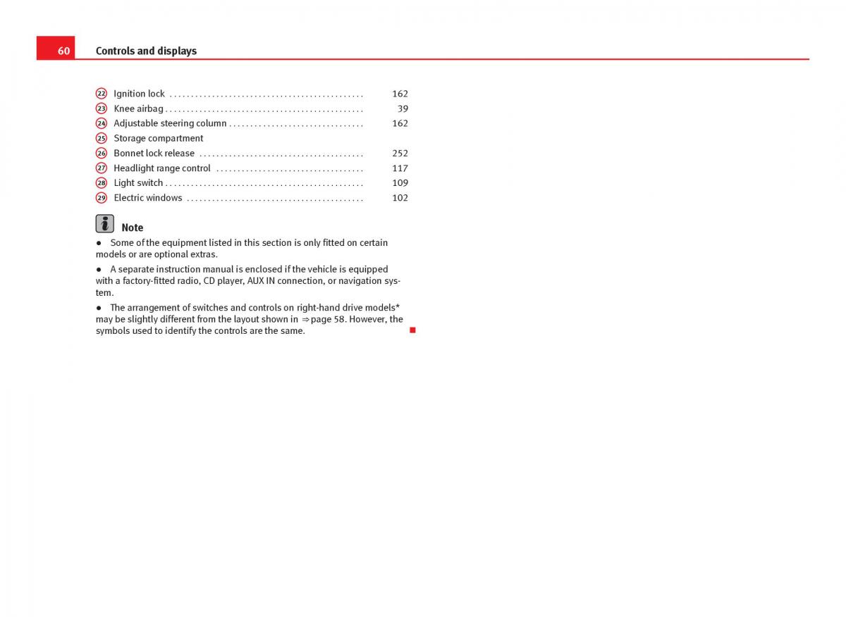 Seat Leon III 3 owners manual / page 62