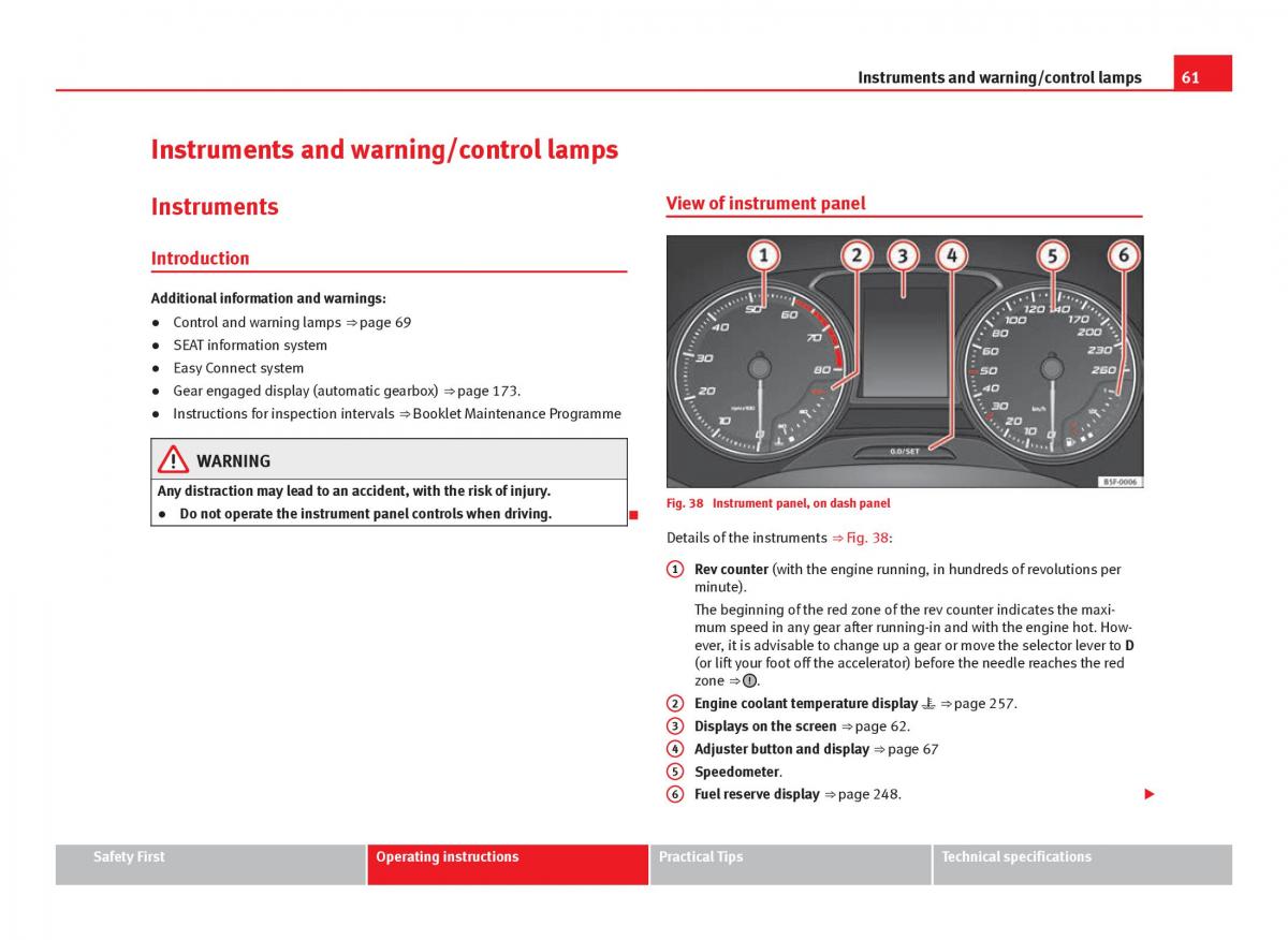 Seat Leon III 3 owners manual / page 63