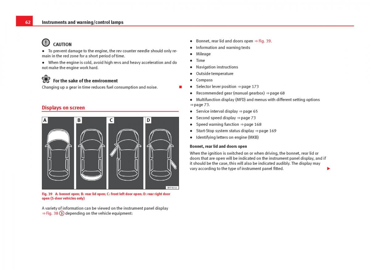 Seat Leon III 3 owners manual / page 64